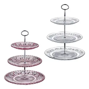 Maison by Premier Clear Glass 3 Tier Cake Stand