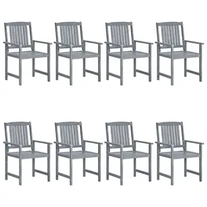 Berkfield Garden Chairs 8 pcs Solid Acacia Wood Grey