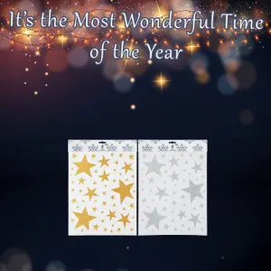 Christmas Stickers Glitter Stars 1 Varied Design 42cm x 30cm Gold or Silver