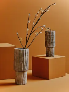 Interiors by Premier Textured Medium Vase, Contemporary Design Flower Vase, Tiered Design Modern Vase for a Variety of Decors