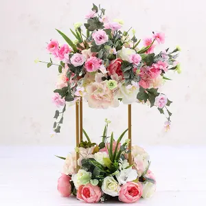 Gold Metal Rectangular Flower Stand Pedestal Wedding Party Ornament 210 mm (W) x 400 mm (H)