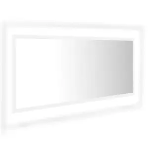 Berkfield LED Bathroom Mirror White 100x8.5x37 cm Engineered Wood