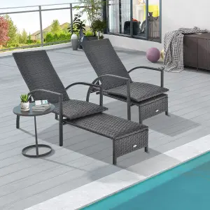 Costway Patio Wicker Recliner Outdoor Adjustable Rattan Lounge Chair w/ Ottoman