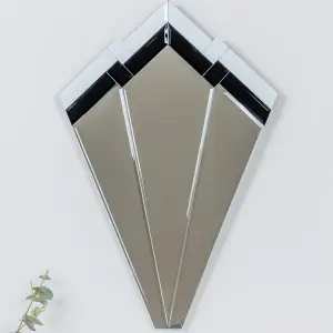 Melody Maison Black & White Glass Art Deco Fan Wall Mirror 60cm x 40cm