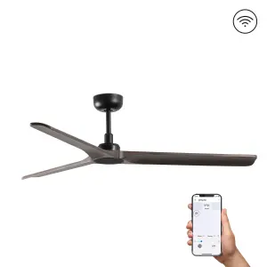 Luminosa Heywood Medium Black Ceiling Fan Smart, 6 Speed