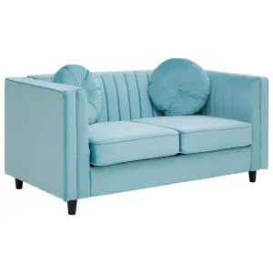 Interiors by Premier Farah Two Seat Blue Velvet Sofa