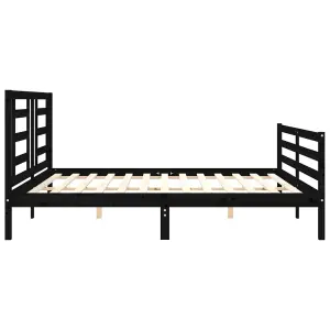 Berkfield Bed Frame with Headboard Black 200x200 cm Solid Wood