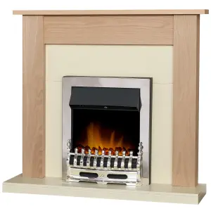 Adam Southwold Fireplace in Oak & Cream with Blenheim Electric Fire in Chrome, 43 Inch