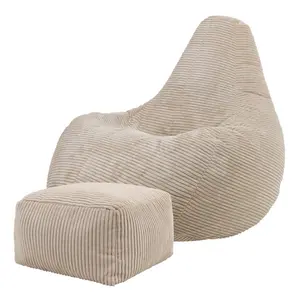 icon Dalton Corduroy Recliner Bean Bag Chair & Footstool Stone