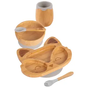 5pc Bamboo Fox Baby Weaning Set - Grey