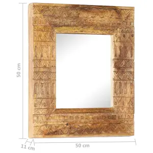 Berkfield Hand-Carved Mirror 50x50x11 cm Solid Mango Wood