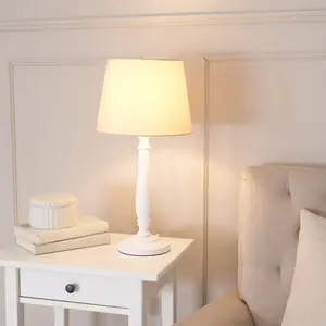 Annum Wood Table Lamp White / Beige / No