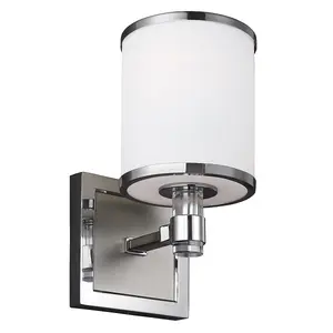 Elstead Prospect Park 1 Light Indoor Wall Light Satin Nickel, Chrome, Chrome, E27