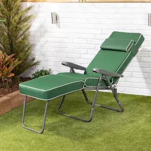 Alfresia Garden Sun Lounger - Charcoal Frame with Green Luxury Cushion