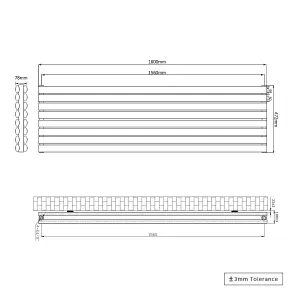 Right Radiators 1600x472 mm Horizontal Vertical Oval Column Radiator Double Panel Rads Black