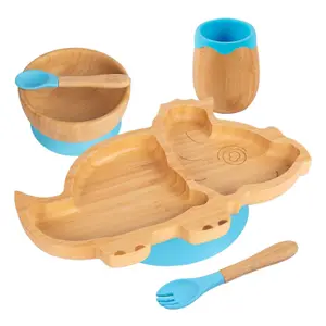 5pc Bamboo Dinosaur Baby Weaning Set - Blue