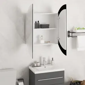 Berkfield Bathroom Cabinet with Round Mirror&LED White 54x54x17.5 cm