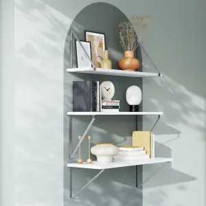 GoodHome Clever Silver effect Steel Shelving bracket (H)280mm (D)200mm