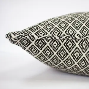 Paoletti Tangier Woven Geometric Fringed Square Polyester Filled Cushion