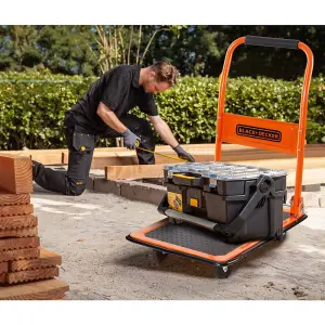 BLACK+DECKER Folding Platform Truck Hand Trolley Wheel Push Cart Warehouse 80Kg