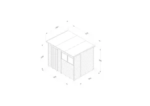 4LIFE Pent Shed 8x6 - Single Door - 2 Windows