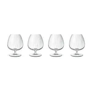 Luigi Bormioli Optica Clear Round Crystal Dishwasher Safe Modern Cognac Glasses Set 465ml Pack of 4