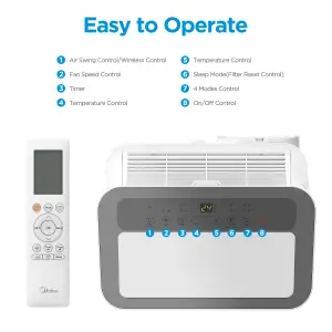 Midea Smart Portable Air Conditioner 9000 BTU - WiFi, Smart Home & App, 24H Timer, Window Kit Included, Ultra Quiet