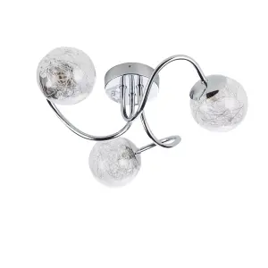 Fabia Chrome Effect Modern 3 light Semi Flush Ceiling Light