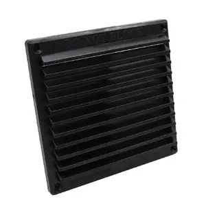 H-Smart Black Louvre Air Vent 6' x 6' Plastic Grille with Removable Flyscreen Cover