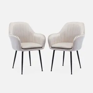 sweeek. Pair of accent velvet armchairs with metal legs Shella velvet White 57x59x84.5 cm