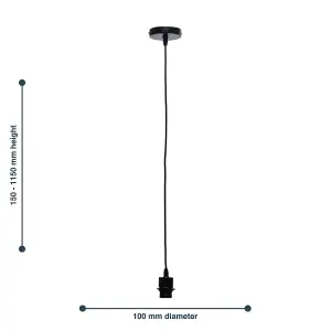 First Choice Lighting Set of 2 Cassidy Black Ceiling Pendant Flex Suspension Kits for Easy Fit Shades