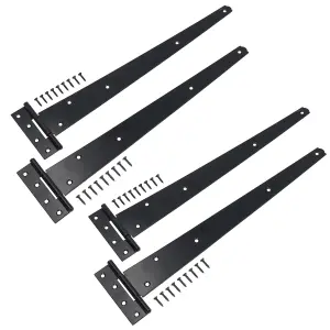 450mm Heavy Duty T Tee Hinges for Doors + Gates with Fixing Screws 4pc