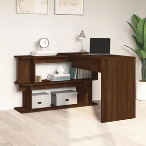 Berkfield Corner Desk Brown Oak 200x50x76 cm Engineered Wood