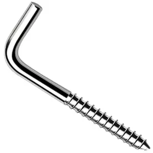 L Hook Screws 45mm x 4.0mm ( Pack of: 8 ) Heavy Duty Square Cup Hooks for Hanging, Metal Screw in Wall Hangers Outdoor Mounting