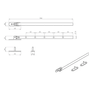 Round Bar Casement Window Stay 346 x 14mm 2 Pins Included Stainless Steel