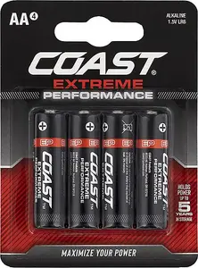 Coast Extreme Performance Alkaline Batteries AA 4 Pack