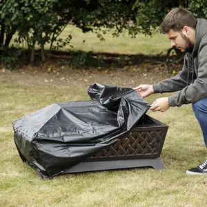 Durable Outdoor Fire Pit Cover for ys12105 - Black Waterproof PVC 850mm x 320mm