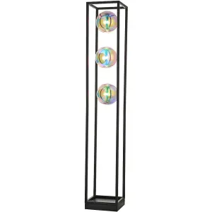 1100mm Floor Lamp - Matt black & iridescent glass - Standing LED Light Base & Shade