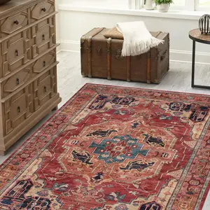 Persian Chenille Red Traditional Medium Rug, (L)170cm x (W)120cm