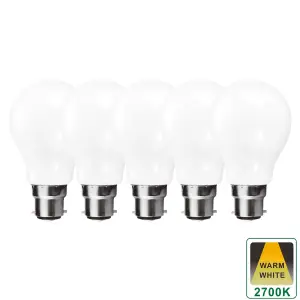 Harper Living 9 Watts GLS B22 BC Bayonet LED Light Bulb Opal Warm White Dimmable, Pack of 5