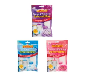 3 Hanging Wardrobe Dehumidifier Bags Scented Moisture Trap Crystals Damp control