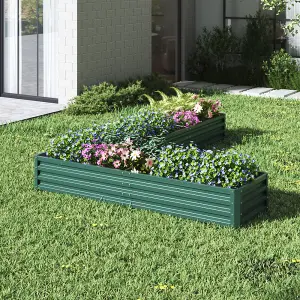 Dark Green L-Shaped Galvanized Steel Garden Flower Bed Metal Raised Planter Box Outdoor Raised Garden Bed Kit L 207 cm x W 277 cm