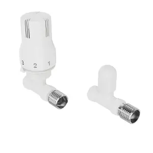 Rinse Bathrooms Straight Thermostatic Radiator Valve TRV + Lockshield 15mm White