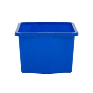 Wham 4x Stack & Store 35L Blue Plastic Storage Boxes. Home, Office, Classroom, Playroom, Toys, Books. L48 x W38 x H26cm