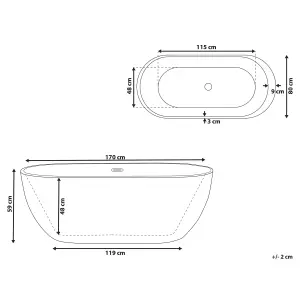 Freestanding Bath 1700 x 800 mm Black NEVIS