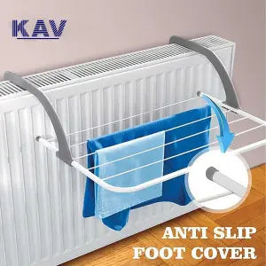 KAV Foldable Indoor Cloth Airer Drying Radiator 5 Bars with Waterproof Adjustable Arms Space-Saving Camping Drying Rack ,Pack of 2