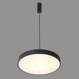 Luminosa Modern LED Hanging Pendant Black, Warm White 3000K 1800lm