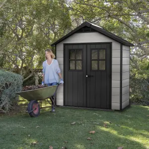 Keter Oakland Grey Plastic 2 door Shed with floor & 2 windows (Base included)