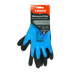 Timco - Waterproof Grip Gloves - Sandy Nitrile Foam Coated Polyester (Size Medium - 1 Each)