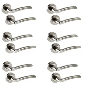 Golden Grace 6 Pairs Indiana Style Dual Finish Chrome Door Handles on Rose Lever Latch 64mm - GG606SSK